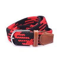 Yusen-Woven Elastic  Belt with Leather Tab - Pin Buckle