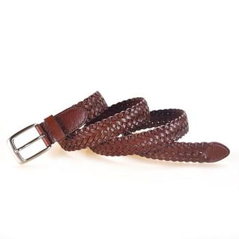 Yusen-Woven Leather Belts-Brown Color