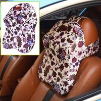 Yusen - Car Neck Pillow - PU Cover + Memory Foam - Flower Color