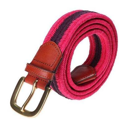 Yusen-Woven That cotton rope Elastic Belt with Leather Tab - Pin Buckle